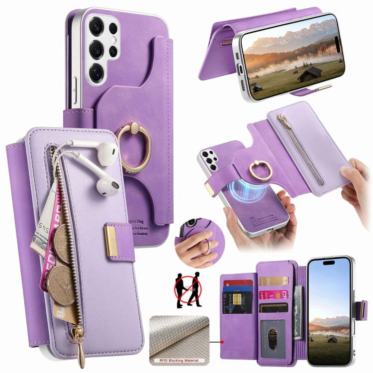 Portafoglio con cerniera e blocco RFID per Galaxy S25+, S25 Ultra e S24 FE 5G