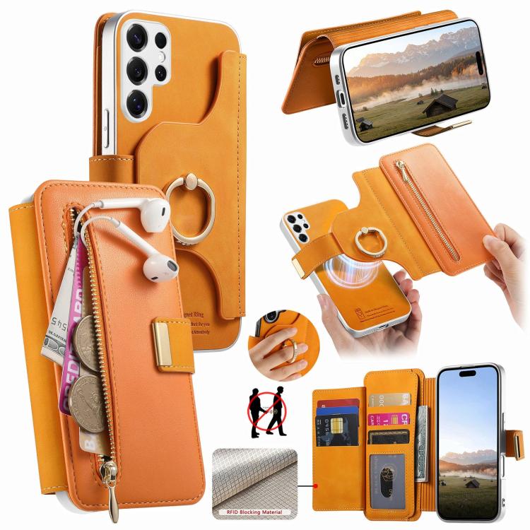 Portafoglio con cerniera e blocco RFID per Galaxy S25+, S25 Ultra e S24 FE 5G