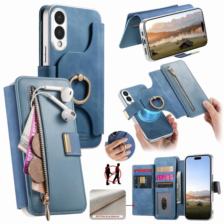 Portafoglio con cerniera e blocco RFID per Galaxy S26+, S26 Ultra e S25 Edge 5G