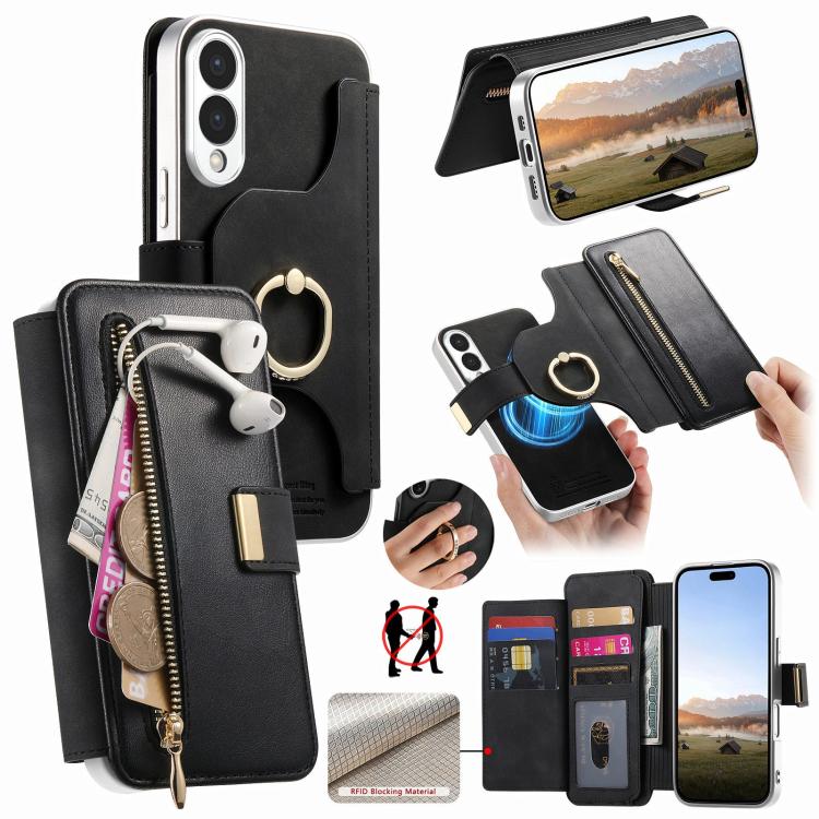 Portafoglio con cerniera e blocco RFID per Galaxy S26+, S26 Ultra e S25 Edge 5G