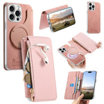 Custodia portafoglio in pelle vegana per iPhone 15 Pro