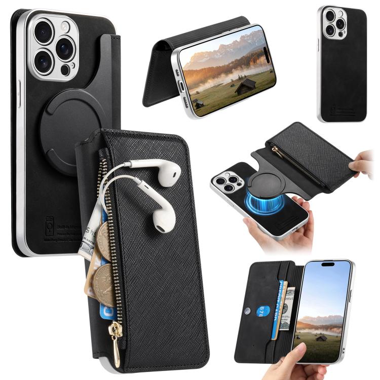 Custodia portafoglio in pelle vegana per iPhone 15 Pro