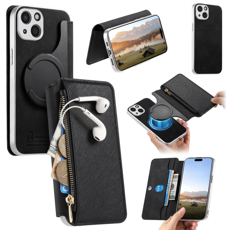 Custodia portafoglio in pelle vegana per iPhone 15 Pro
