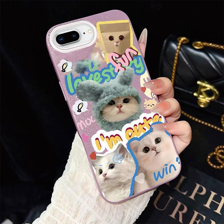Custodia ibrida PC TPU con glitter per iPhone 8 Plus 7 Plus