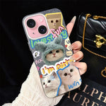 Custodia ibrida PC TPU con glitter e gatti per iPhone