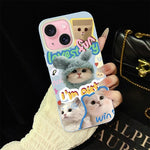 Custodia ibrida PC TPU con glitter e gatti per iPhone