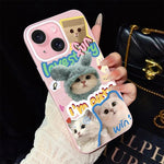 Custodia ibrida PC TPU con glitter e gatti per iPhone