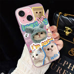 Custodia ibrida PC TPU con glitter e gatti per iPhone