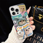Custodia ibrida PC TPU con glitter e gatti per iPhone