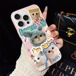 Custodia ibrida PC TPU con glitter e gatti per iPhone