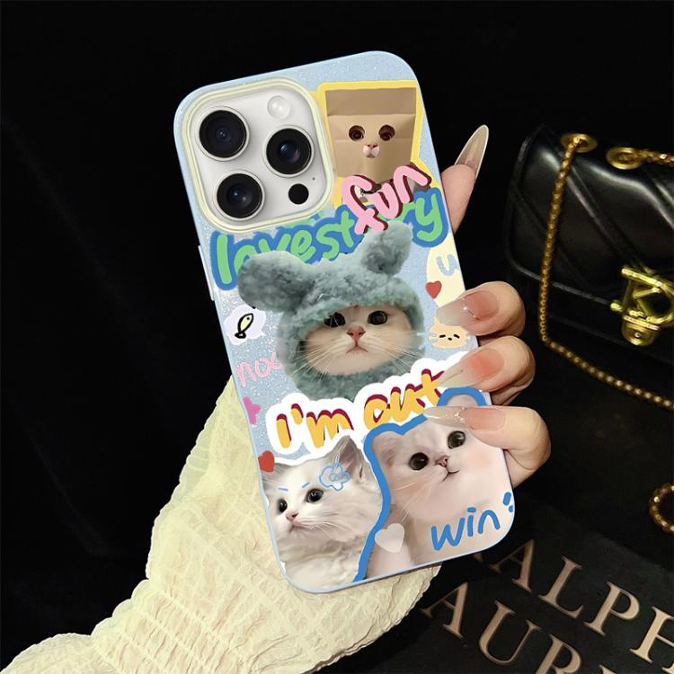 Custodia ibrida PC TPU con glitter e gatti per iPhone