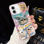 Custodia ibrida PC TPU con glitter e gatti per iPhone