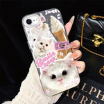 Custodia ibrida PC TPU glitterata con gatti per iPhone
