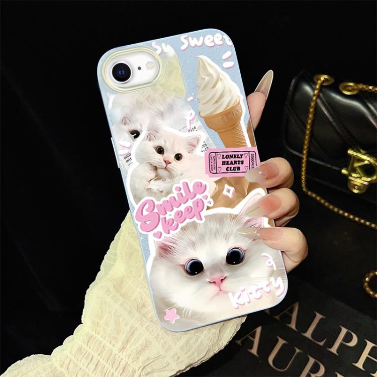 Custodia ibrida PC TPU glitterata con gatti per iPhone