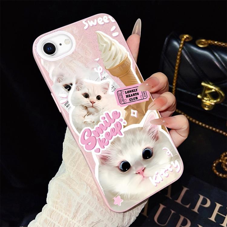 Custodia ibrida PC TPU glitterata con gatti per iPhone