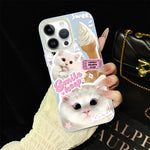 Custodia ibrida PC e TPU glitterata con gatti per iPhone