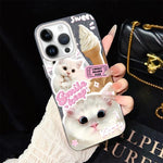 Custodia ibrida PC e TPU glitterata con gatti per iPhone