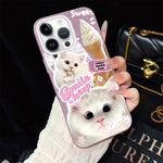 Custodia ibrida PC e TPU glitterata con gatti per iPhone
