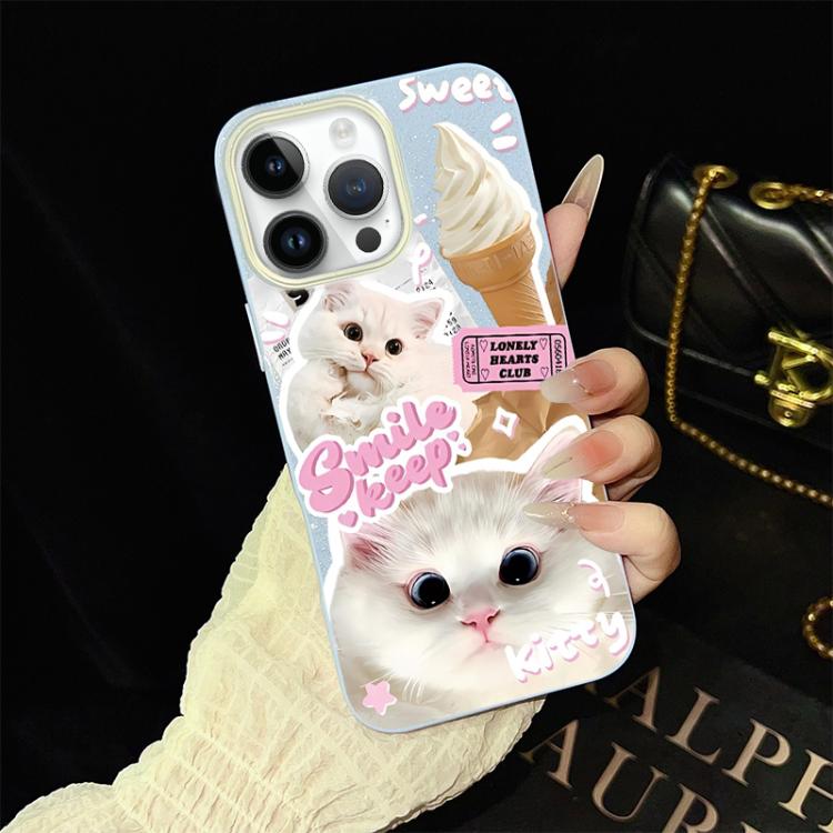 Custodia ibrida PC e TPU glitterata con gatti per iPhone