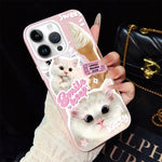 Custodia ibrida PC e TPU glitterata con gatti per iPhone