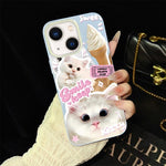 Custodia ibrida PC TPU glitterata con gatti per iPhone