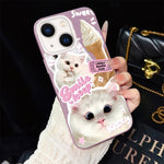 Custodia ibrida PC TPU glitterata con gatti per iPhone