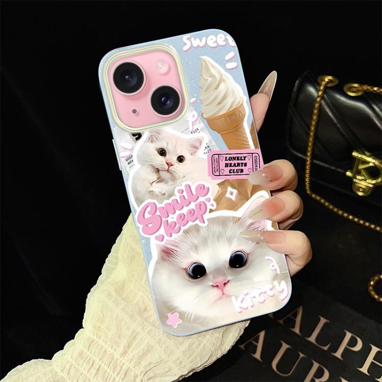 Custodia ibrida PC TPU glitterata con gatti per iPhone