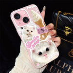 Custodia ibrida PC TPU glitterata con gatti per iPhone