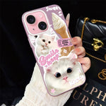 Custodia ibrida PC TPU glitterata con gatti per iPhone