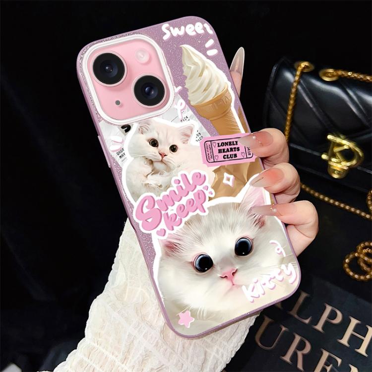 Custodia ibrida PC TPU glitterata con gatti per iPhone
