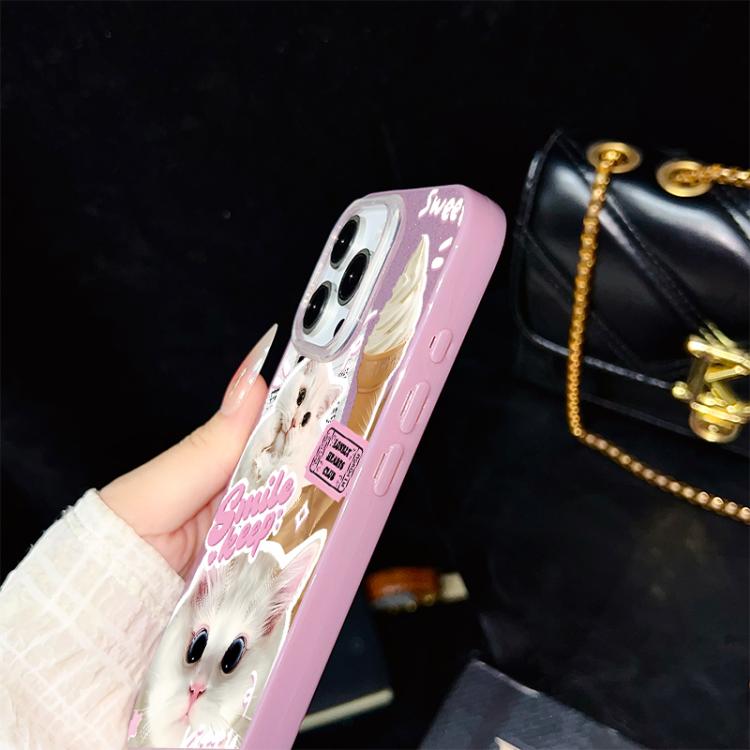 Custodia ibrida PC e TPU glitterata con gatti per iPhone