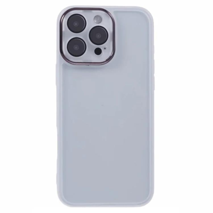 WANLONFENG Custodia per telefono in TPU traslucido con cornice galvanizzata e pellicola protettiva per lo schermo, For iPhone 16 Pro, For iPhone 16