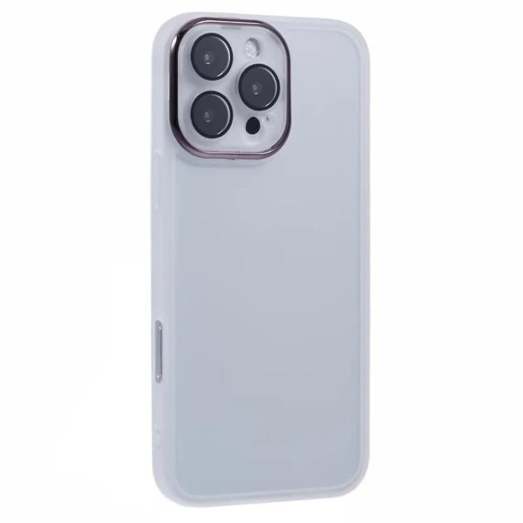 WANLONFENG Custodia per telefono in TPU traslucido con cornice galvanizzata e pellicola protettiva per lo schermo, For iPhone 16 Pro, For iPhone 16