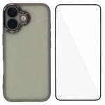WANLONFENG Custodia per telefono in TPU traslucido con cornice galvanizzata e pellicola protettiva per lo schermo, For iPhone 16 Pro, For iPhone 16