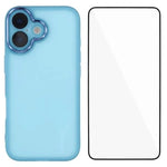 WANLONFENG Custodia per telefono in TPU traslucido con cornice galvanizzata e pellicola protettiva per lo schermo, For iPhone 16 Pro, For iPhone 16
