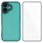 WANLONFENG Custodia per telefono in TPU traslucido con cornice galvanizzata e pellicola protettiva per lo schermo, For iPhone 16 Pro, For iPhone 16