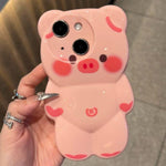 Custodia TPU antiurto con motivo maialino 3D per iPhone