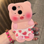 Custodia TPU antiurto con motivo maialino 3D per iPhone