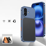 Custodia con fibbia a molla e telaio in metallo per iPhone