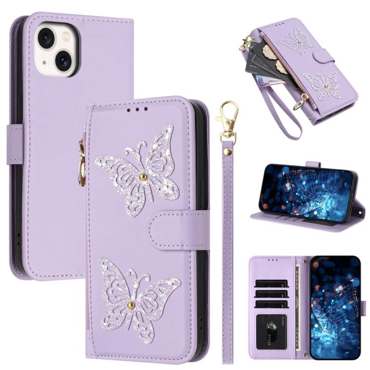 Custodia portafoglio in ecopelle con cerniera per iPhone 15