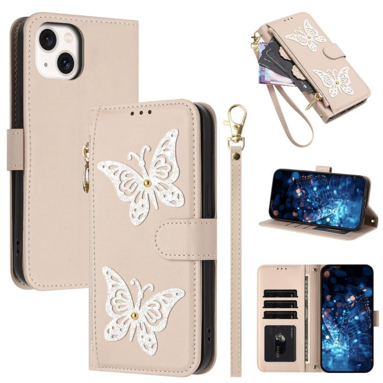 Custodia portafoglio in ecopelle con cerniera per iPhone 15