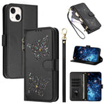 Custodia portafoglio in ecopelle con cerniera per iPhone 15