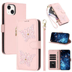 Custodia portafoglio in ecopelle con cerniera per iPhone 15