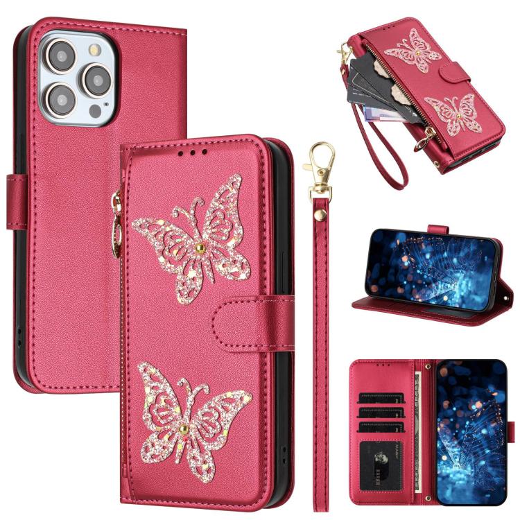 Custodia portafoglio in ecopelle con cerniera per iPhone 15