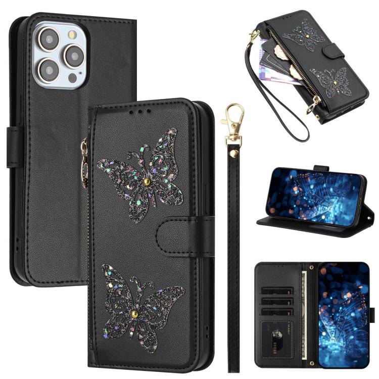 Custodia portafoglio in ecopelle con cerniera per iPhone 15