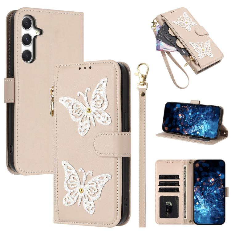 Custodia in ecopelle con cerniera e cinturino da polso per Galaxy A15 5G, A55