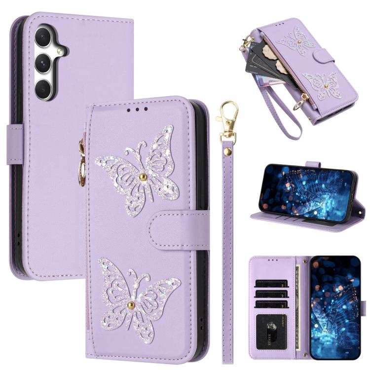Custodia in ecopelle con cerniera e cinturino da polso per Galaxy A15 5G, A55