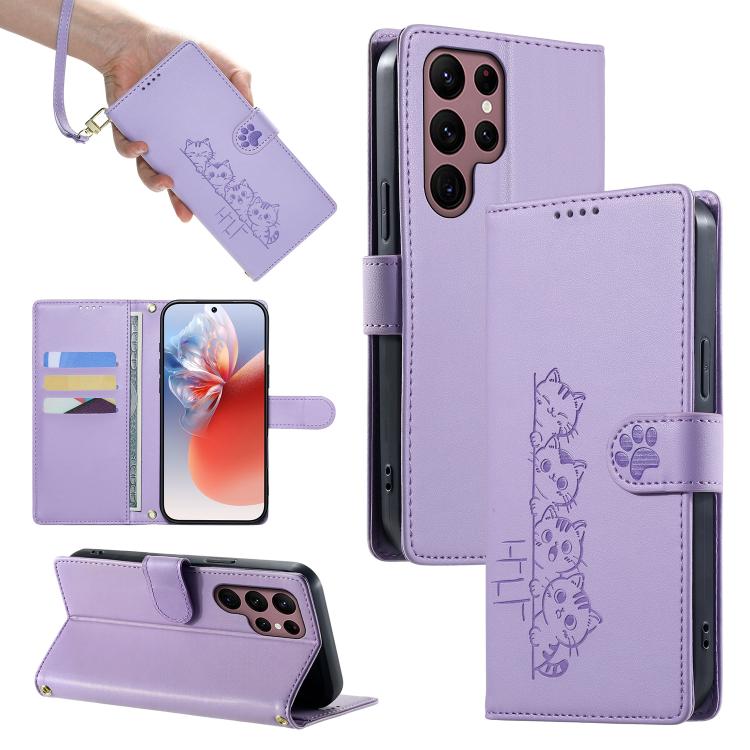 Custodia in ecopelle con chiusura magnetica e cinturino per Galaxy S22 Ultra