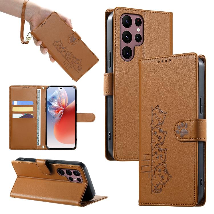 Custodia in ecopelle con chiusura magnetica e cinturino per Galaxy S22 Ultra