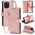 Custodia portafoglio in ecopelle con cerniera per iPhone 14 Pro M